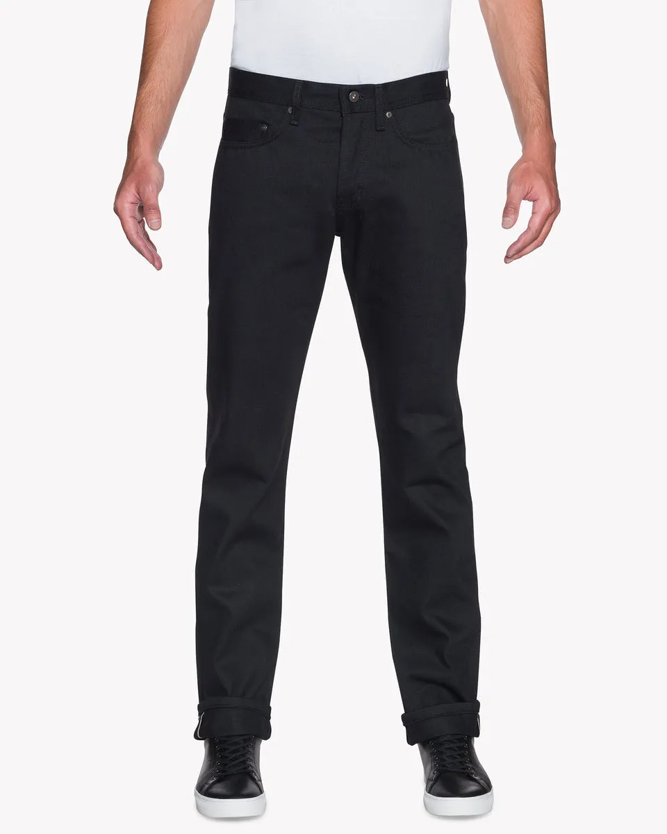 Naked & Famous Weird Guy Regular Tapered Mens Jeans - Solid Black Selvedge