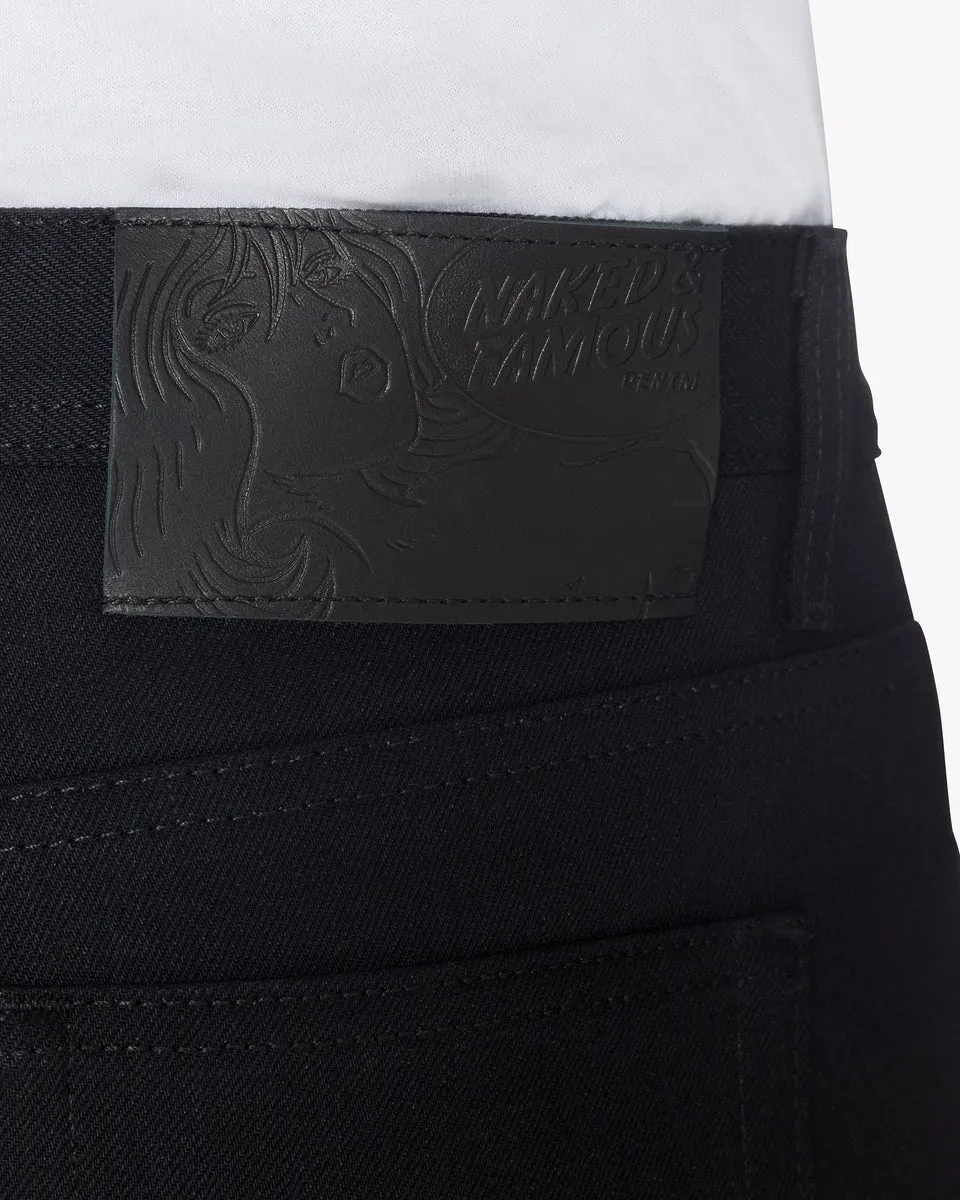Naked & Famous Weird Guy Regular Tapered Mens Jeans - Solid Black Selvedge