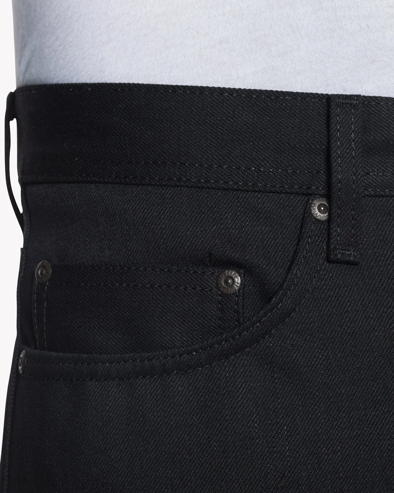 Naked & Famous Weird Guy Regular Tapered Mens Jeans - Solid Black Selvedge