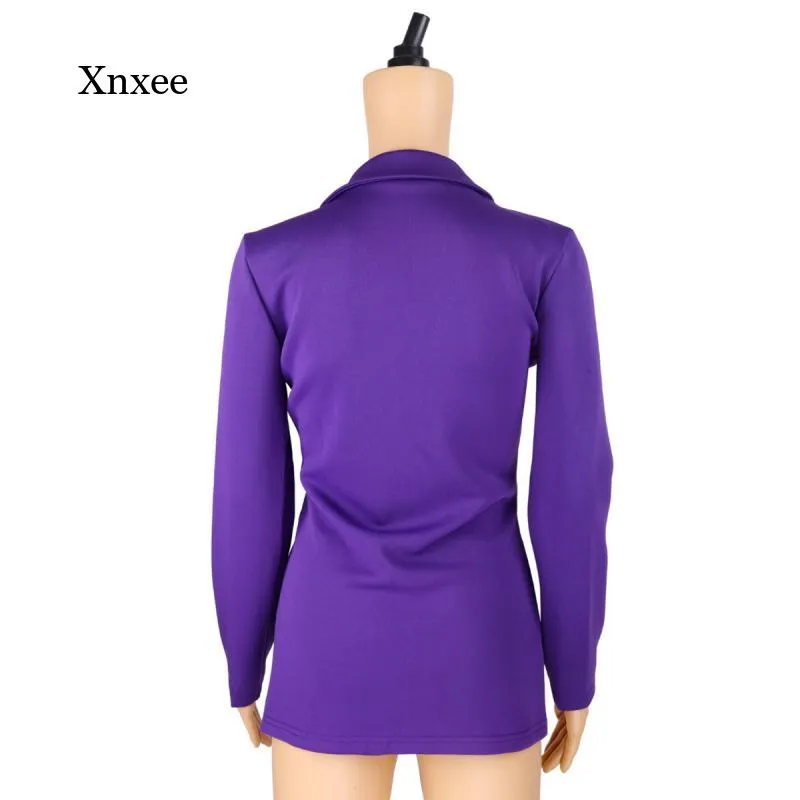 Purple High Waist Blazer Coat Fashion Slim Tops Women Solid Color Long Sleeve Jacket Y2K Deep V Neck Office Coats Clothing
