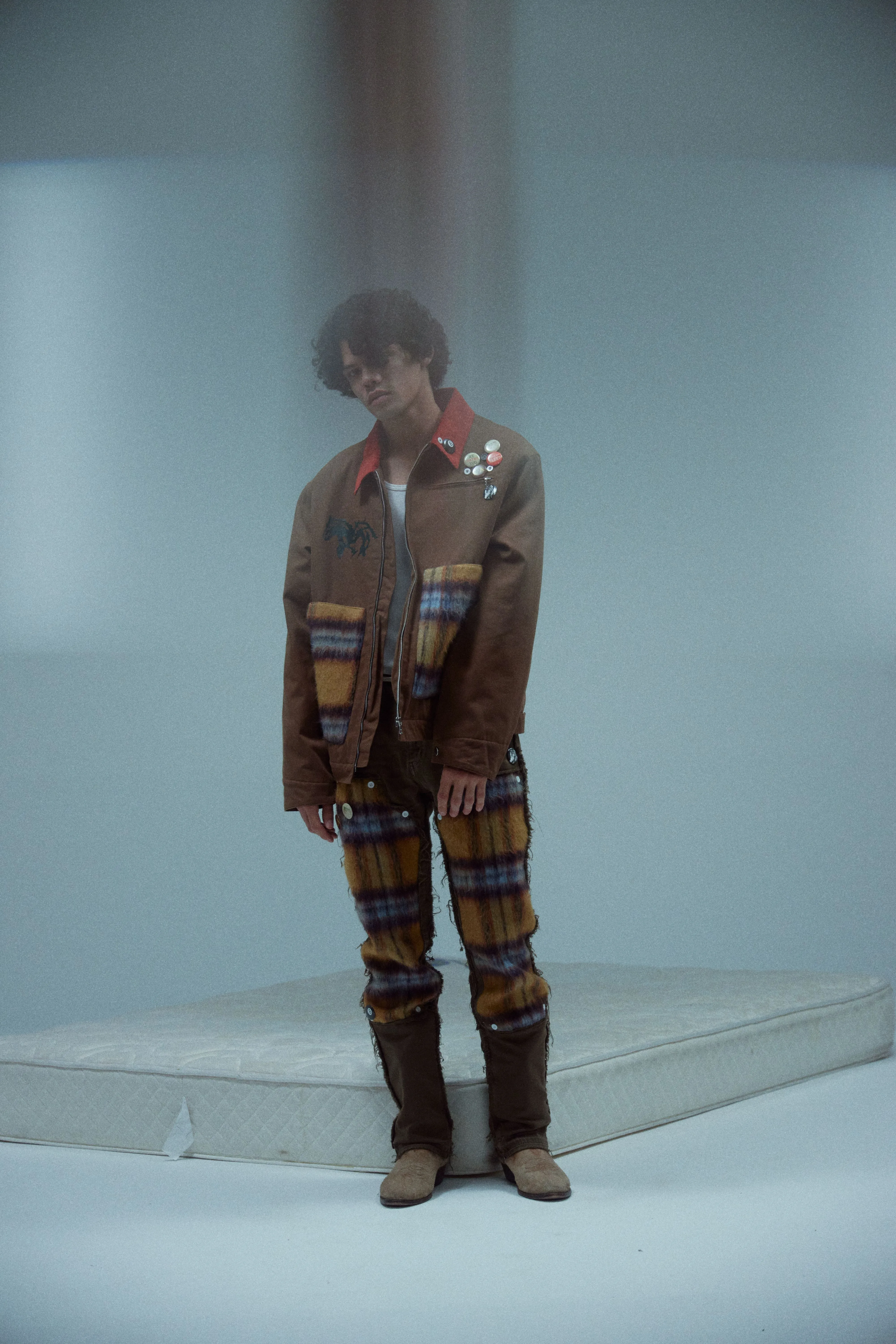 "Varial" Mohair Carpenter Denim (Brown/Mohair)