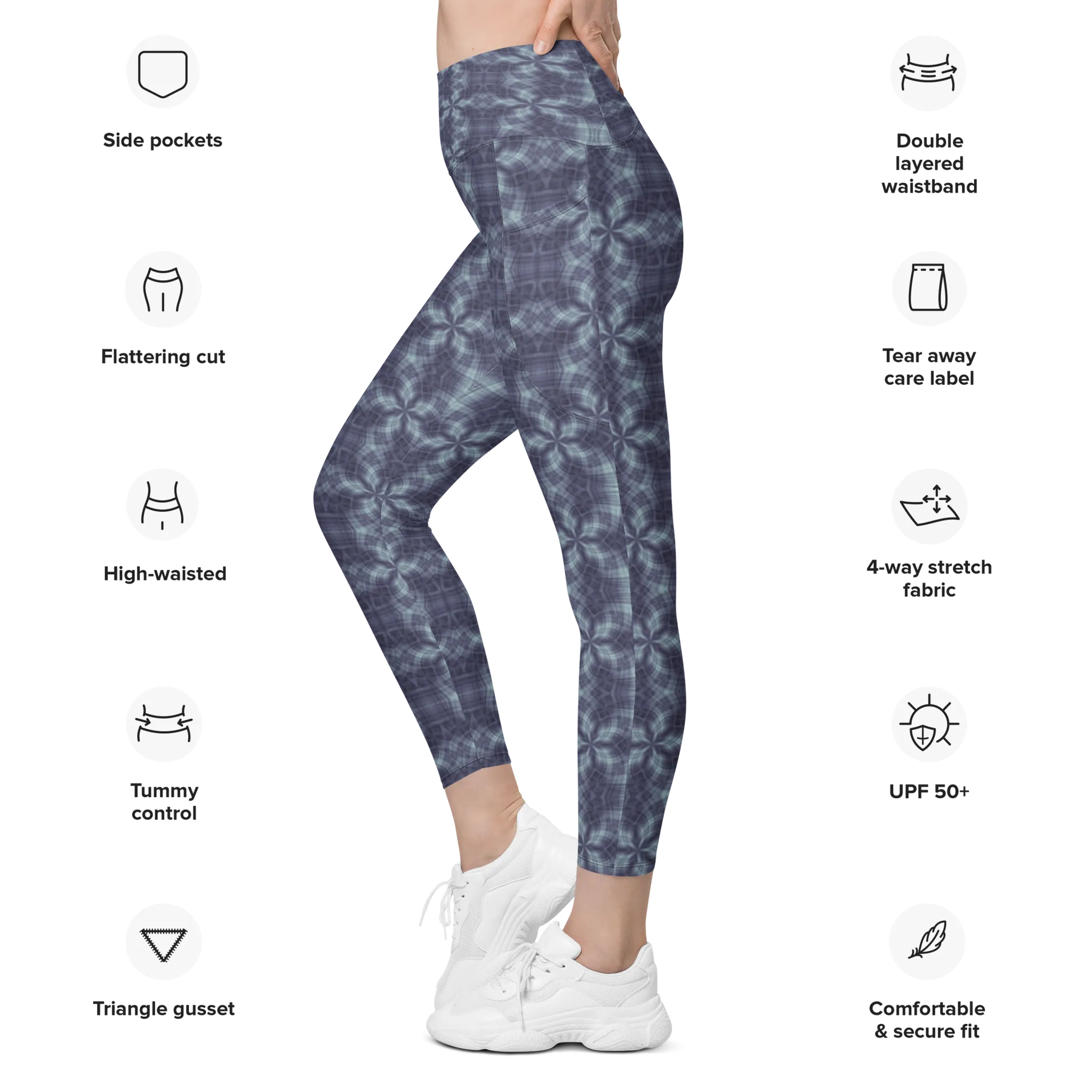 Recursia Argyle Rewired II Leggings With Pockets In Blue