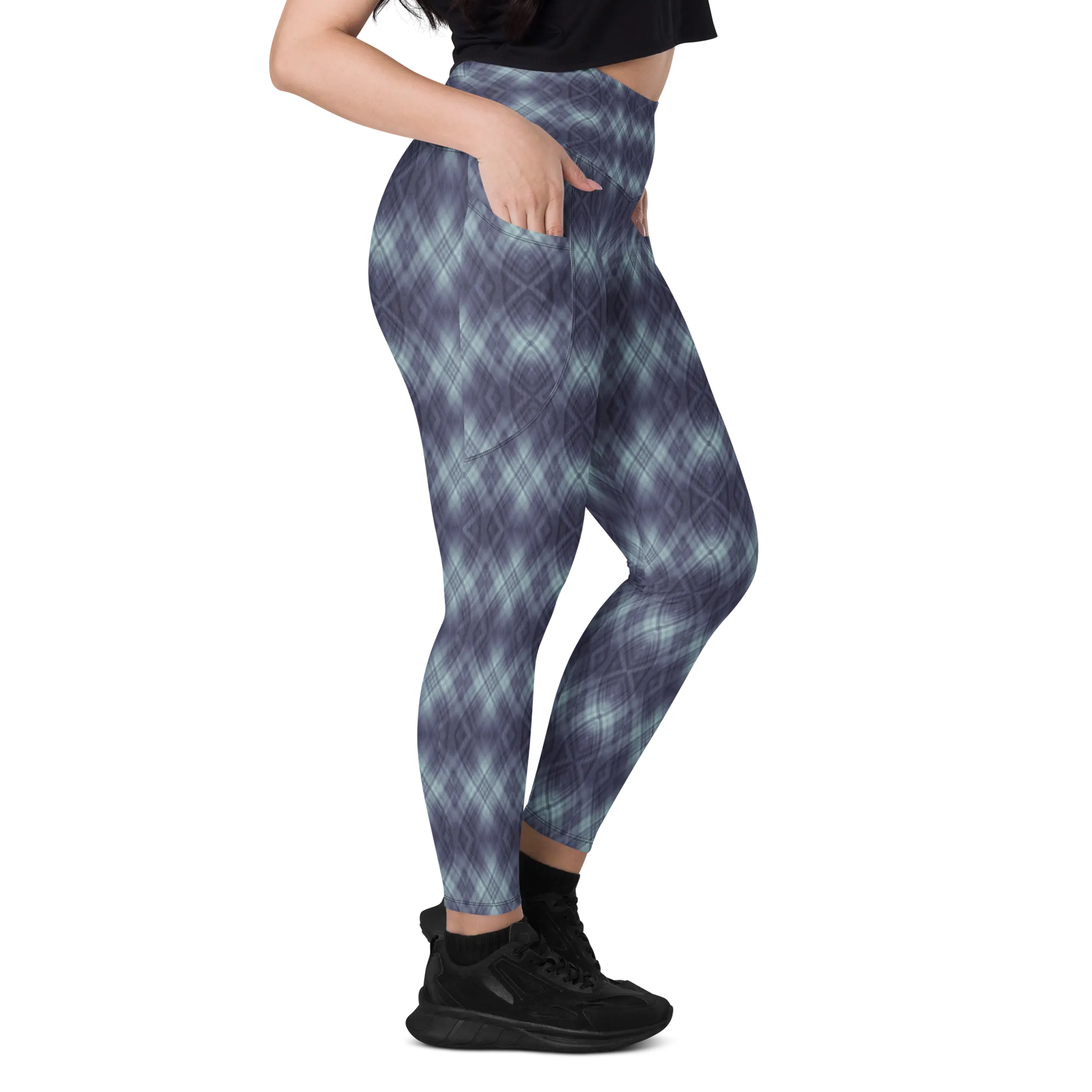Recursia Argyle Rewired Leggings With Pockets In Blue