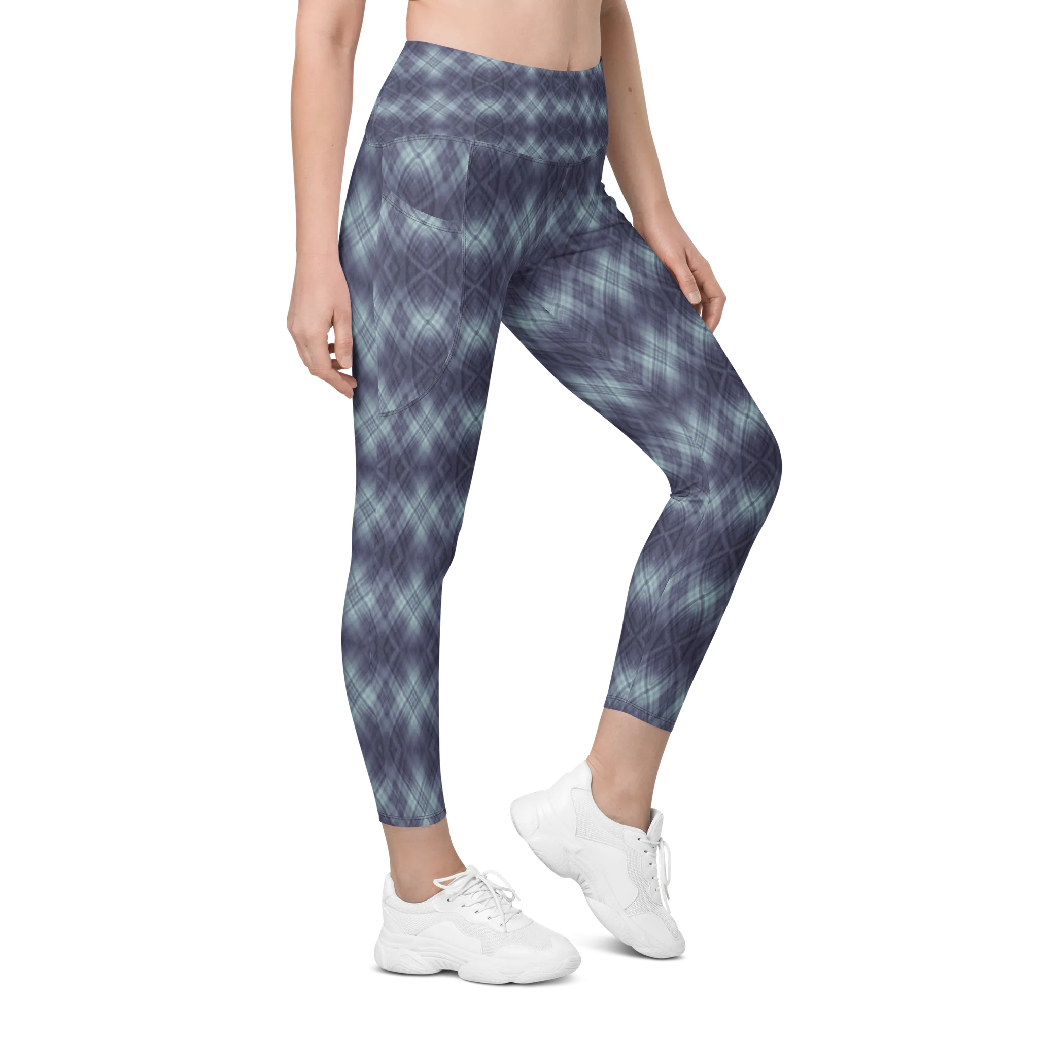 Recursia Argyle Rewired Leggings With Pockets In Blue