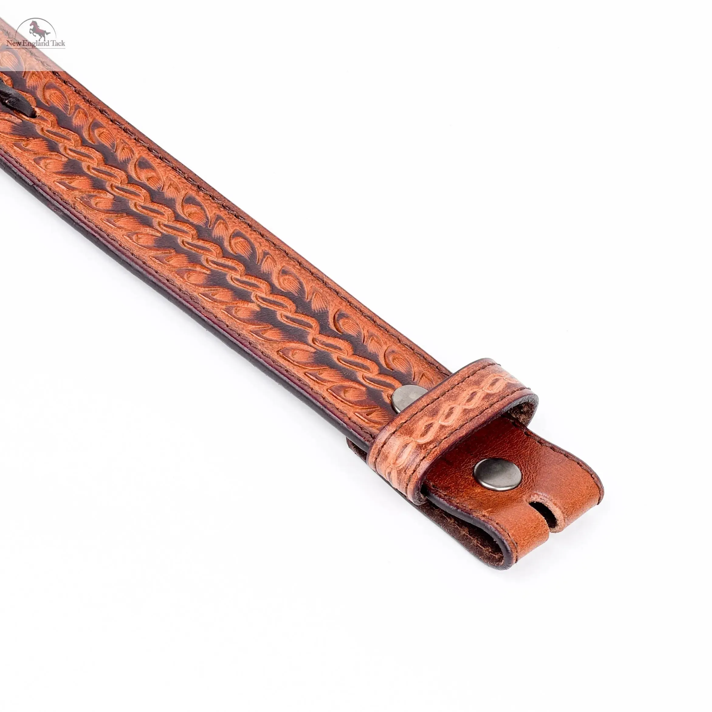 Resistance Western Belt - Floral Tooled Leather Center Stitched Line