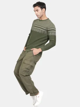 Round Neck Olive Full Sleeve Pullover
