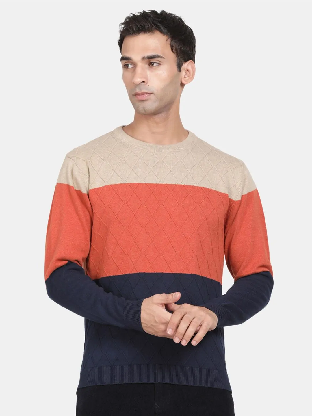 Round Neck Safari Melange Full Sleeve Pullover