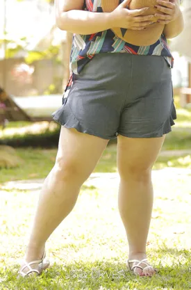 Ruffle Shorts - Denim