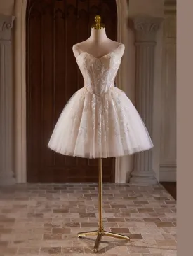 Strapless Sweetheart Ivory Short Homecoming Dresses