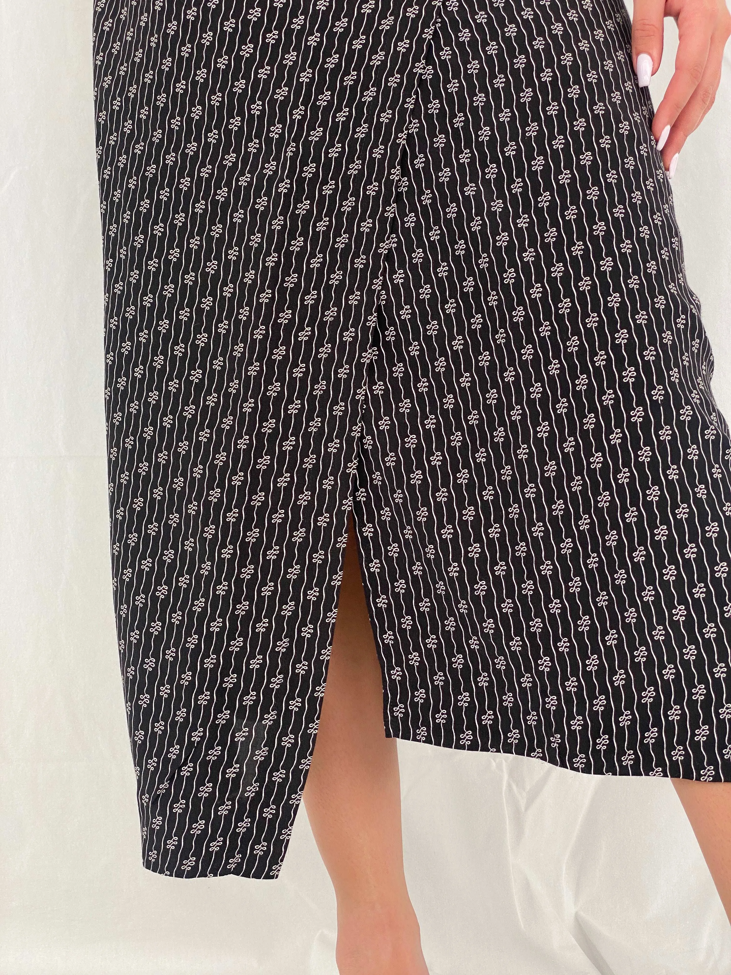 Vintage 90s Miss Etam Black Wrap Midi Skirt - Size M