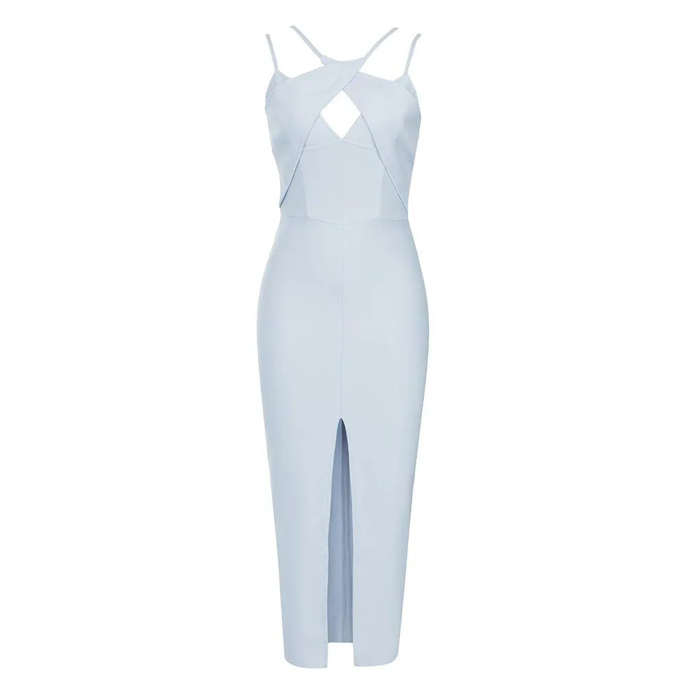 Women's Blue Maxi Bandage Dress Sleeveless Strappy Hollow Out Casual Summer - GFIT