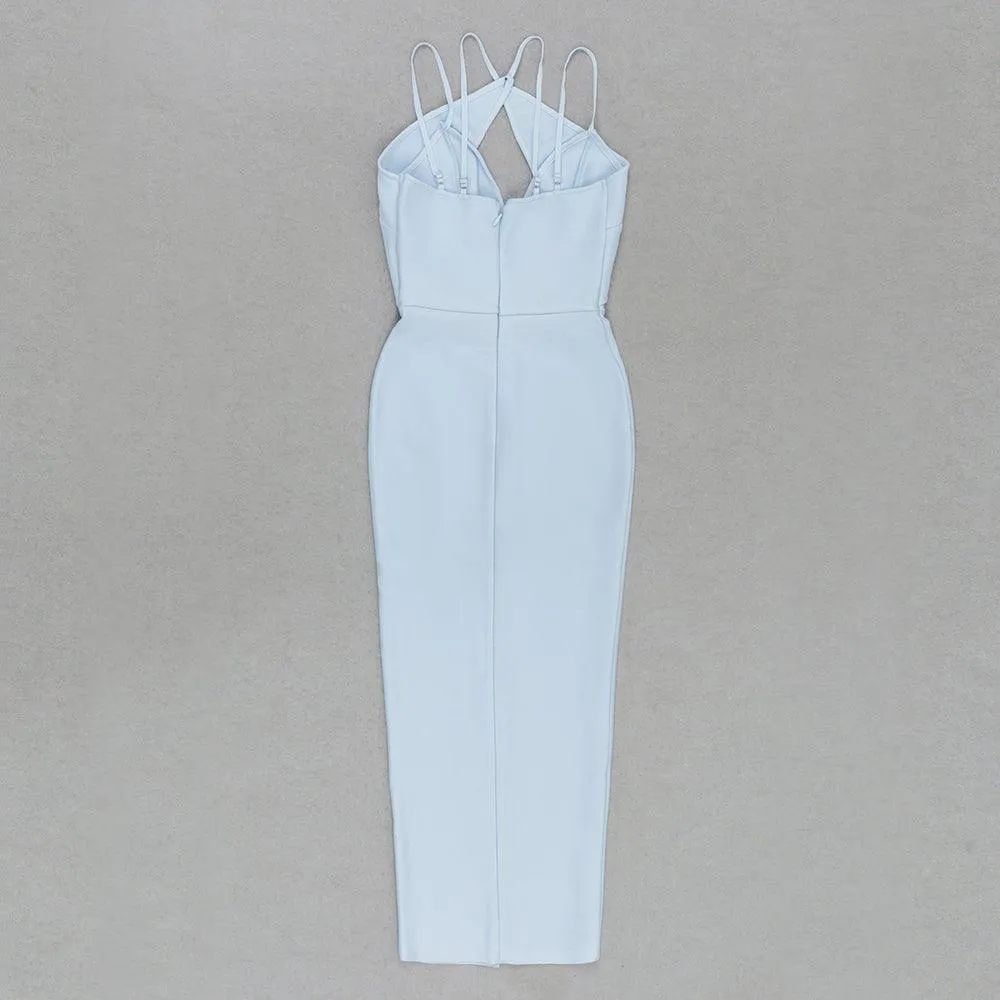 Women's Blue Maxi Bandage Dress Sleeveless Strappy Hollow Out Casual Summer - GFIT