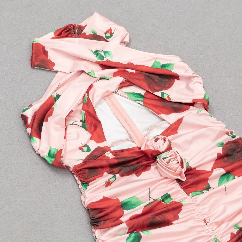 Women's Floral Halter Maxi Bodycon Dress - GFIT Sleeveless Summer Wear