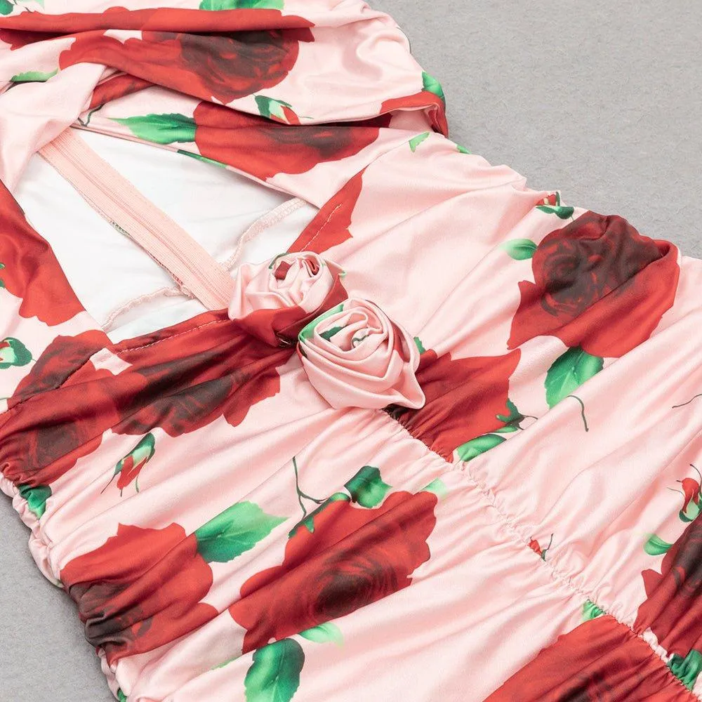 Women's Floral Halter Maxi Bodycon Dress - GFIT Sleeveless Summer Wear