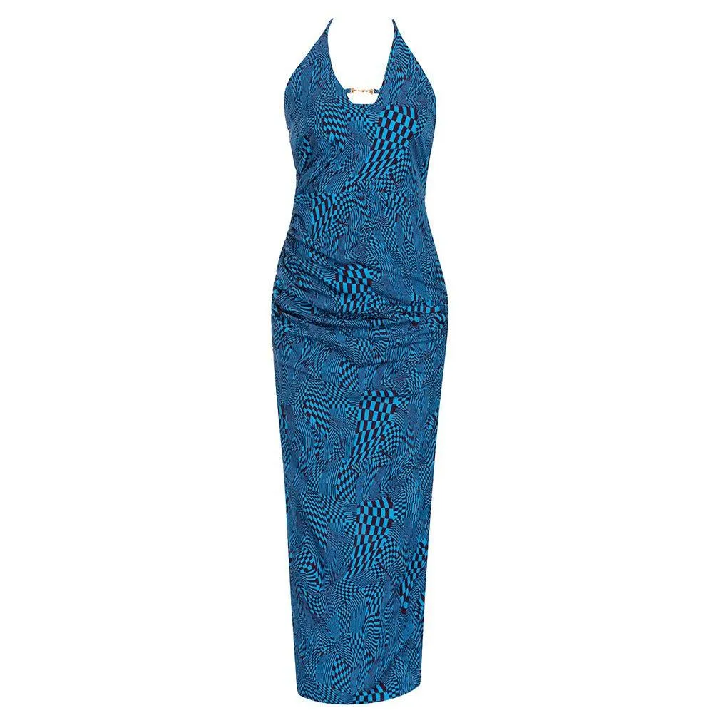 Women's Halter Maxi Bodycon Dress Sleeveless with Slit - GFIT