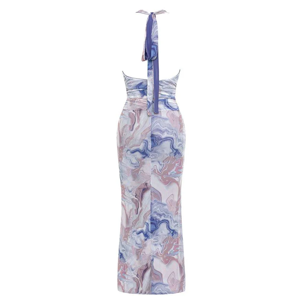 Women's Halter Neck Backless Maxi Bodycon Dress - GFIT